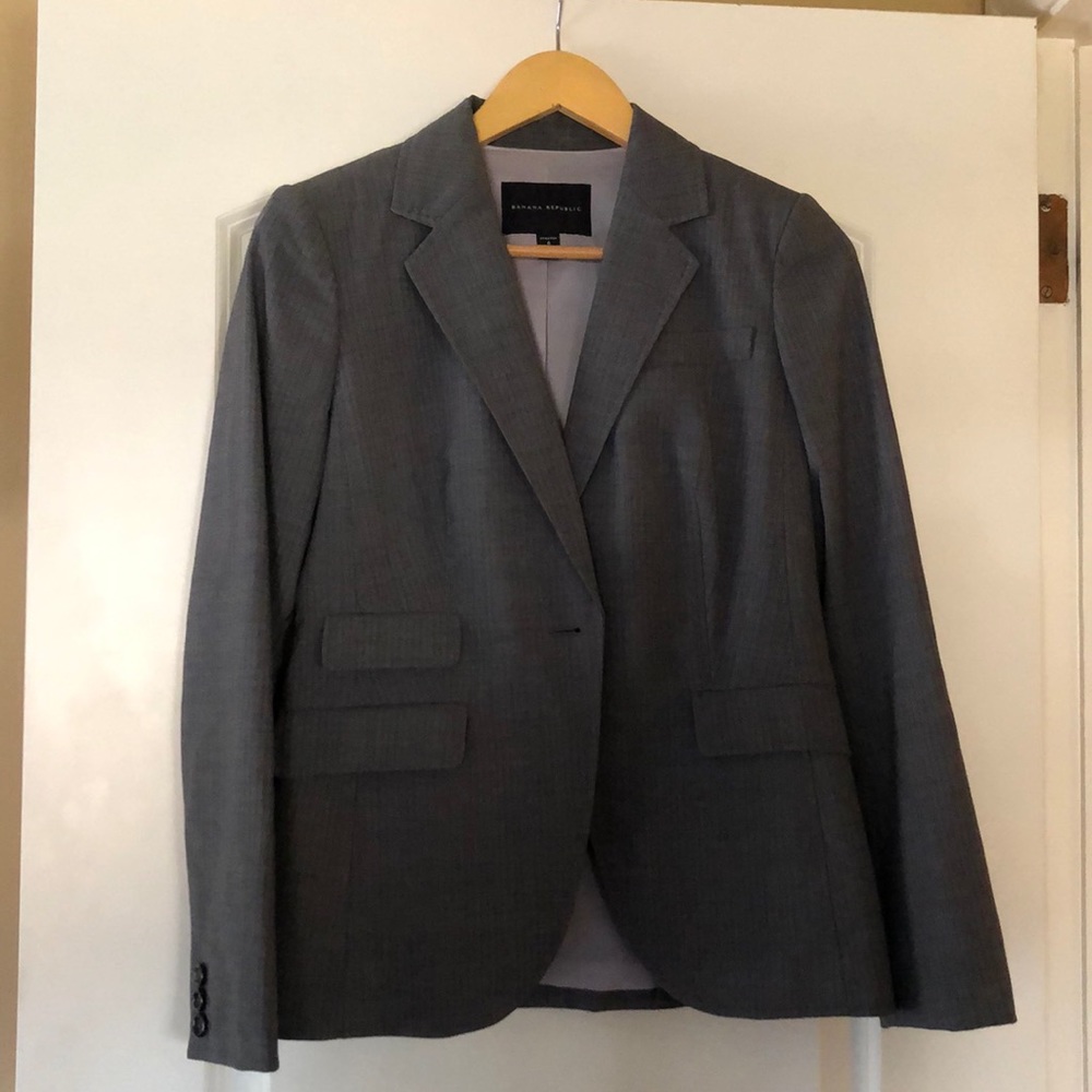 Grey pinstripe suit
